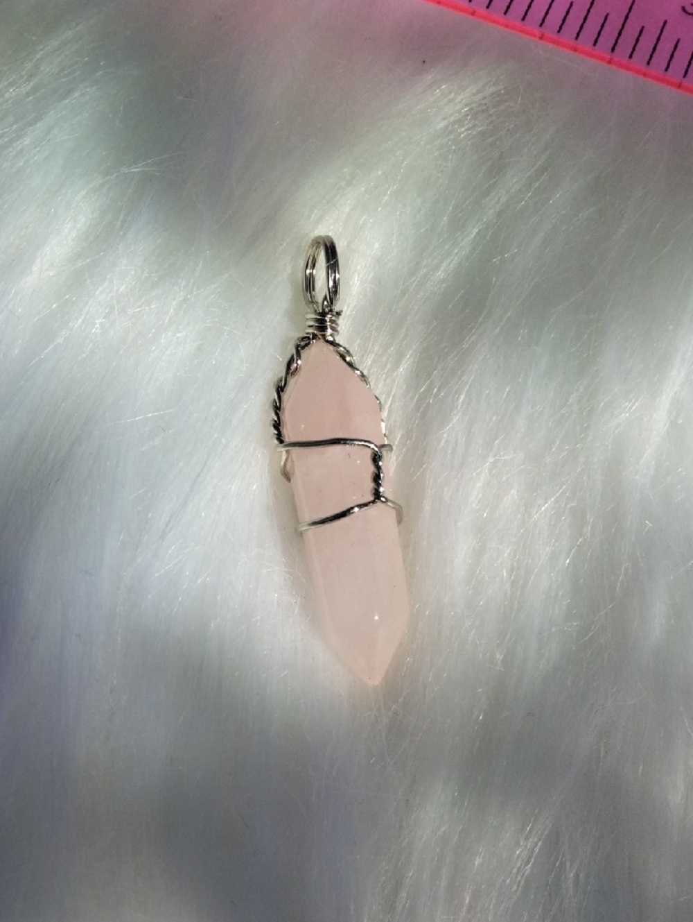 Sterling Wire-Wrapped Rose Quartz Pendant Necklace